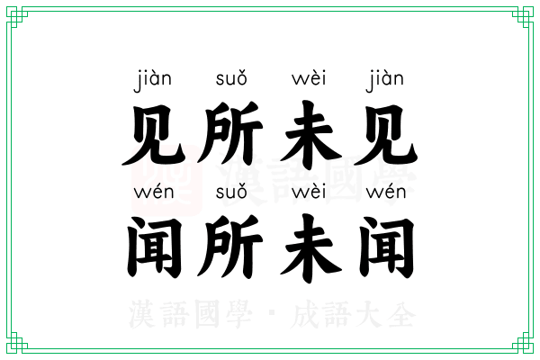 见所未见，闻所未闻